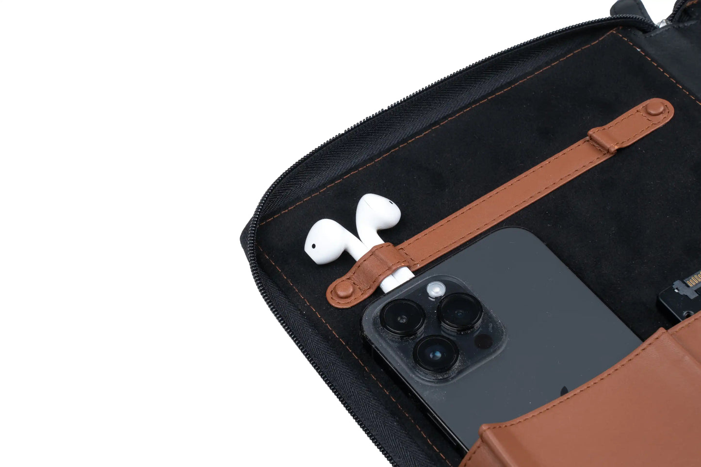 Business-Organizer | Edles Echt-Leder-Case mit 2 Fächern, Platz für A5 Block oder Tablet und wichtige Utensilien, ideal für unterwegs | HANS/SON