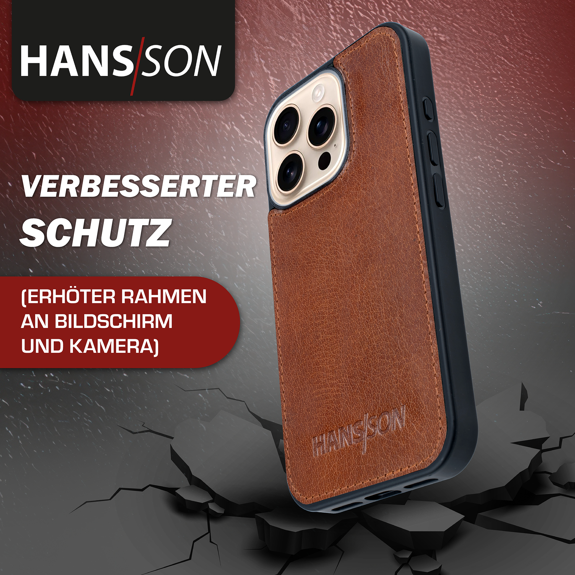 iPhone 16 Pro Leder Klapphülle Cognac