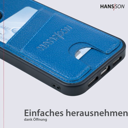 HANS/SON iPhone 14 Handyhülle | Dünne Echtlederhülle mit zwei Keditkartenfächern