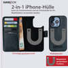 HANS/SON iPhone 12 Pro Max Handyhülle mit Klappfunktion | Dünne Echtlederhülle mit MagSafe Funktion und herausnehmbarer Einzel-Hülle