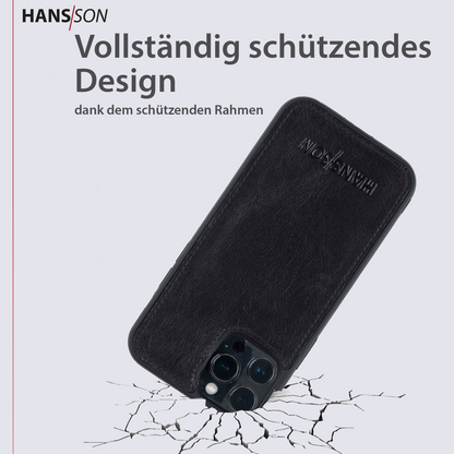 HANS/SON iPhone 12 / 12 Pro Handyhülle | Dünne Echtlederhülle mit MagSafe Funktion