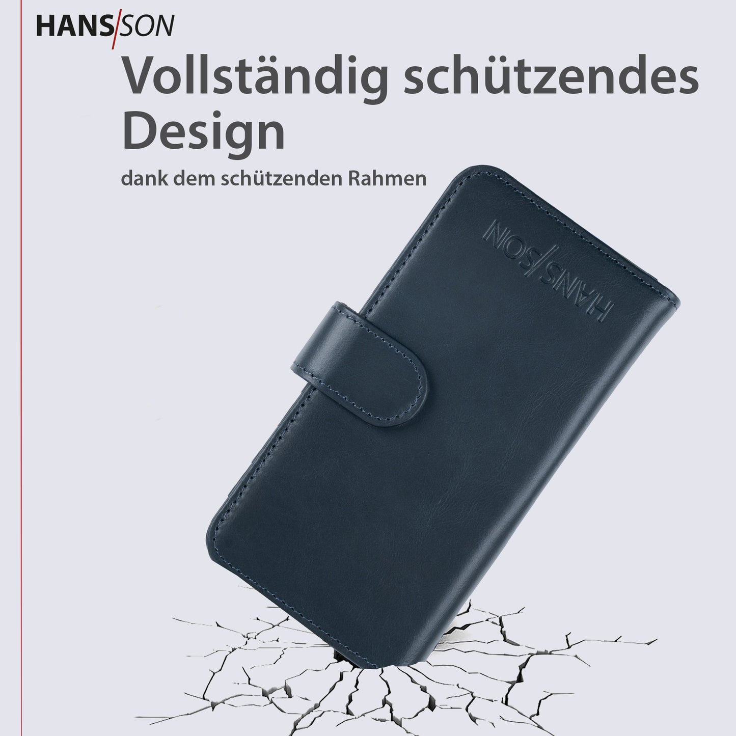 HANS/SON iPhone 15 Pro Handyhülle mit Klappfunktion | Echtlederhülle mit MagSafe Funktion und herausnehmbarer Einzel-Hülle