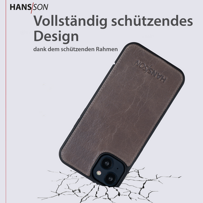 HANS/SON iPhone 14 Plus Handyhülle | Dünne Echtlederhülle mit MagSafe Funktion