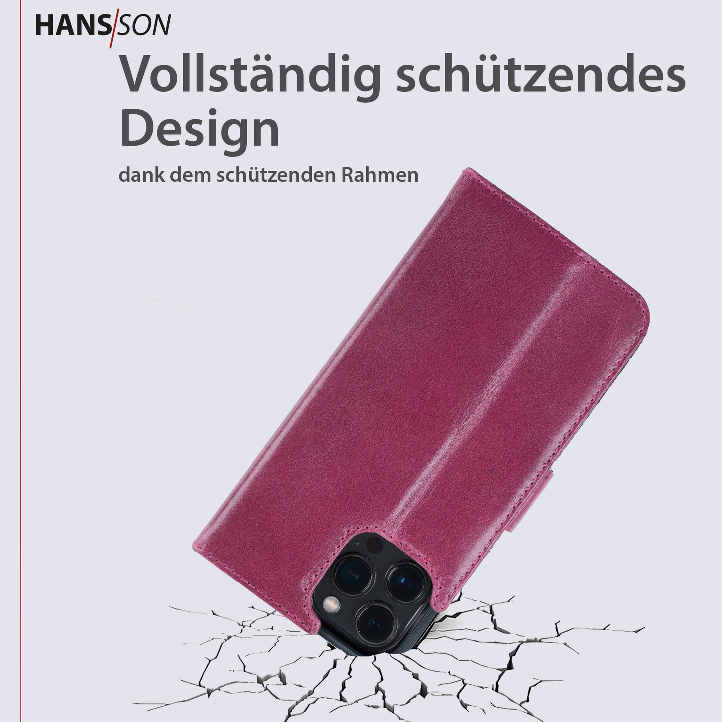 HANS/SON iPhone 12 / 12 Pro Handyhülle mit Klappfunktion | Dünne Echtlederhülle mit MagSafe Funktion und herausnehmbarer Einzel-Hülle