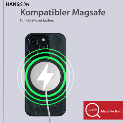 HANS/SON iPhone 14 Pro Max Handyhülle | Dünne Echtlederhülle mit MagSafe Funktion