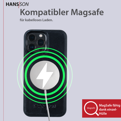 HANS/SON iPhone 12 / 12 Pro Handyhülle | Dünne Echtlederhülle mit MagSafe Funktion