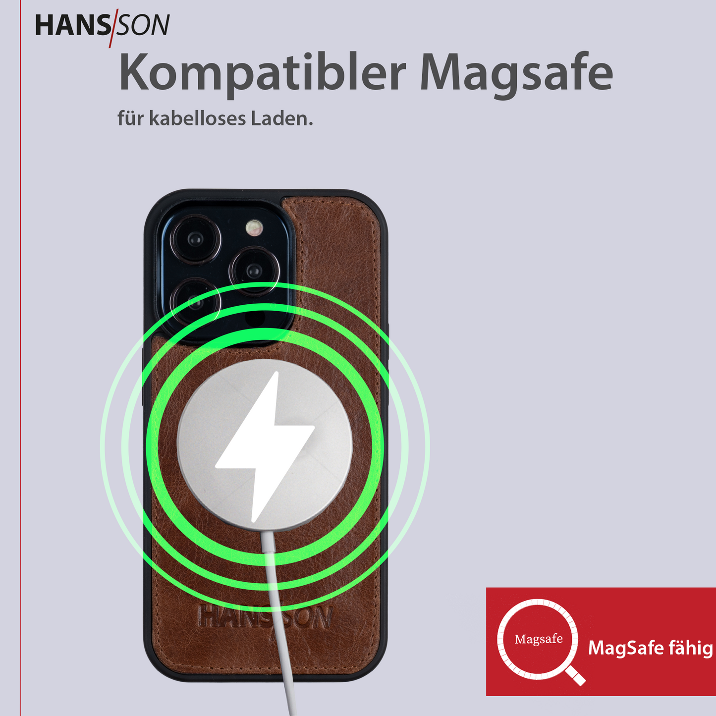 HANS/SON iPhone 12 Pro Max Handyhülle | Dünne Echtlederhülle mit MagSafe Funktion