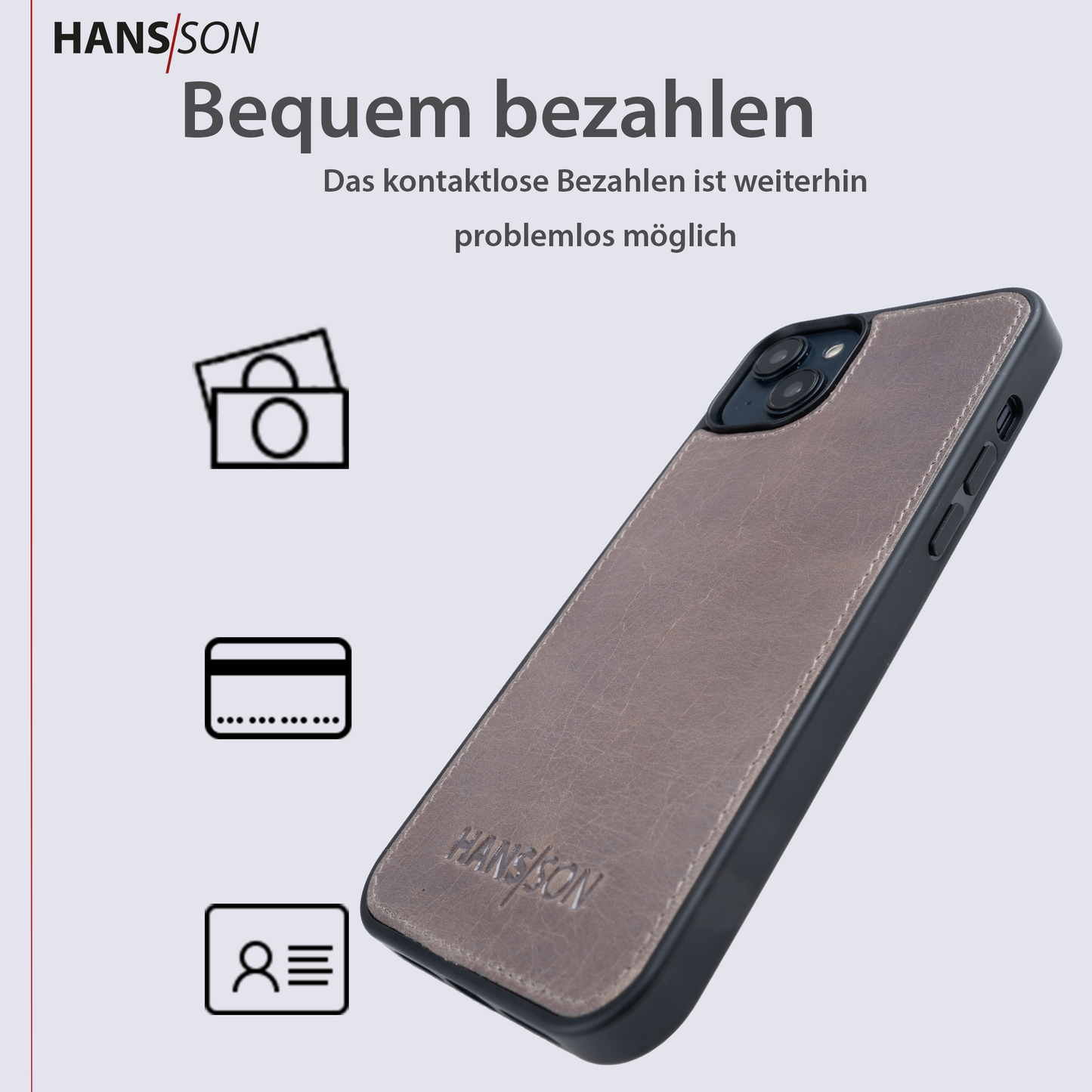 HANS/SON iPhone 14 Plus Handyhülle | Dünne Echtlederhülle mit MagSafe Funktion