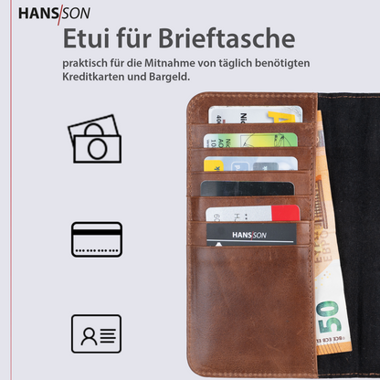 HANS/SON iPhone 13 Handyhülle mit Klappfunktion | Dünne Echtlederhülle mit MagSafe Funktion und herausnehmbarer Einzel-Hülle