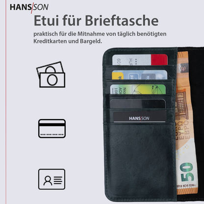 HANS/SON iPhone 12 Pro Max Handyhülle mit Klappfunktion | Dünne Echtlederhülle mit MagSafe Funktion und herausnehmbarer Einzel-Hülle