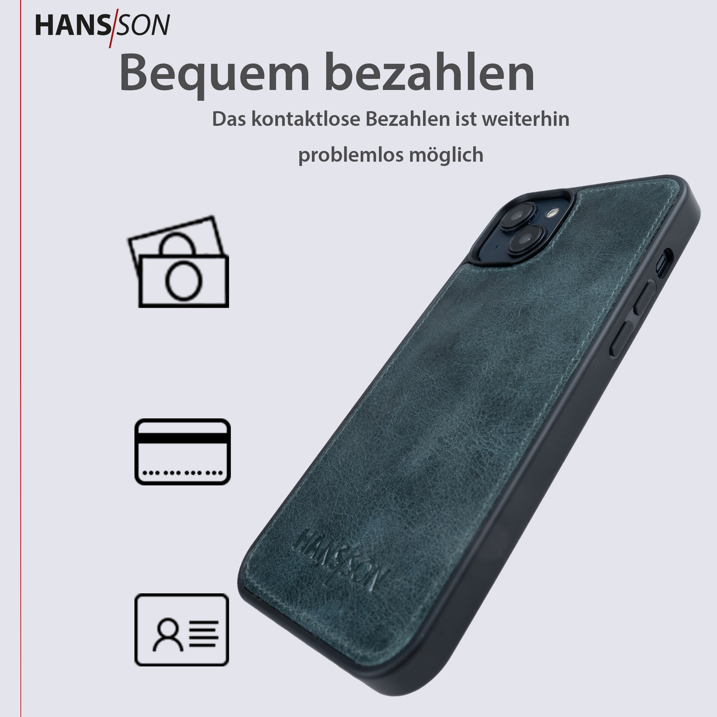 HANS/SON iPhone 14 Handyhülle | Dünne Echtlederhülle mit MagSafe Funktion