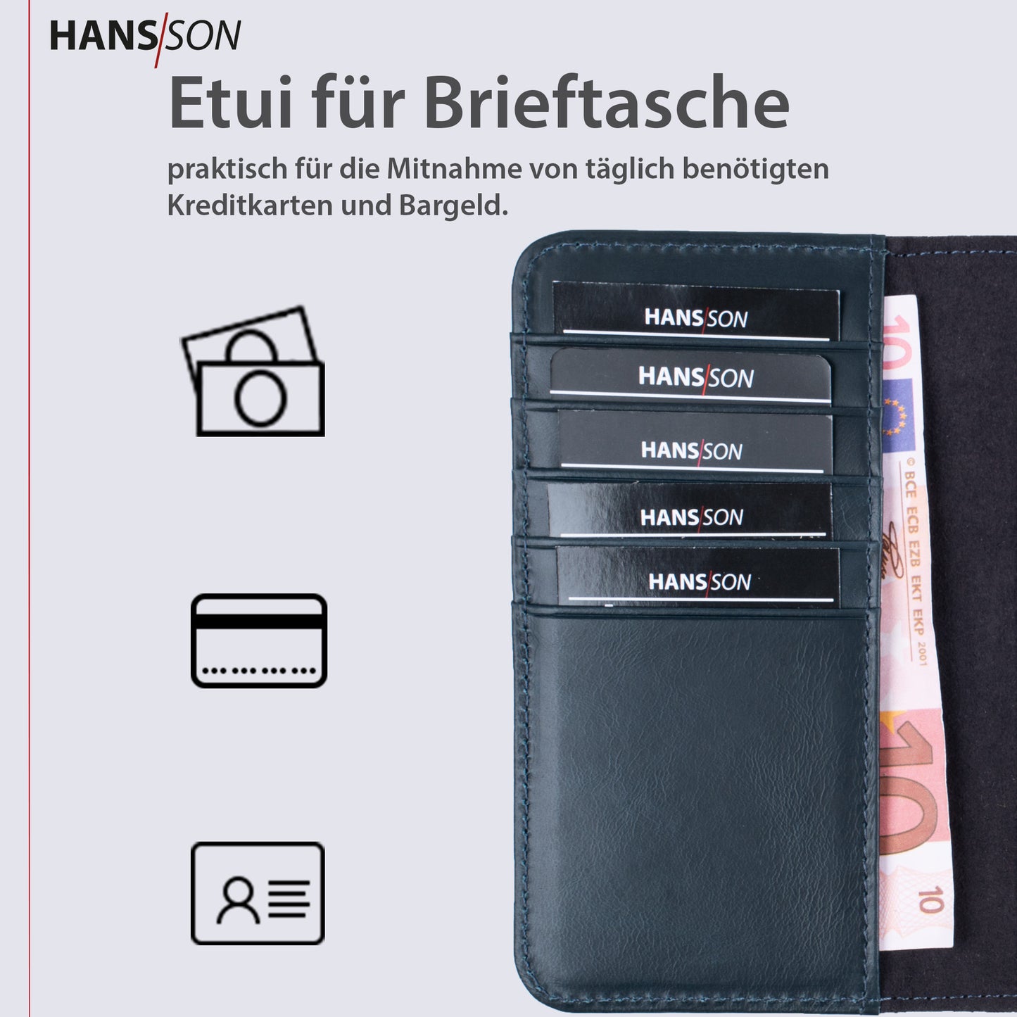 HANS/SON iPhone 15 Pro Handyhülle mit Klappfunktion | Echtlederhülle mit MagSafe Funktion und herausnehmbarer Einzel-Hülle