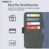 HANS/SON iPhone 15 Handyhülle mit Klappfunktion | Dünne Echtlederhülle mit MagSafe Funktion und herausnehmbarer Einzel-Hülle