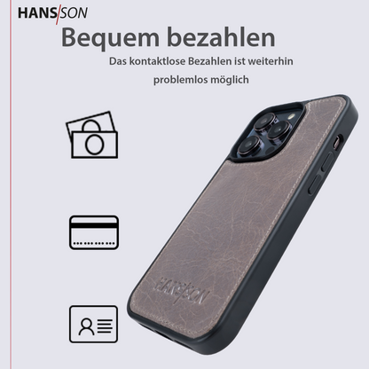 HANS/SON iPhone 13 Pro Max Handyhülle | Dünne Echtlederhülle mit MagSafe Funktion