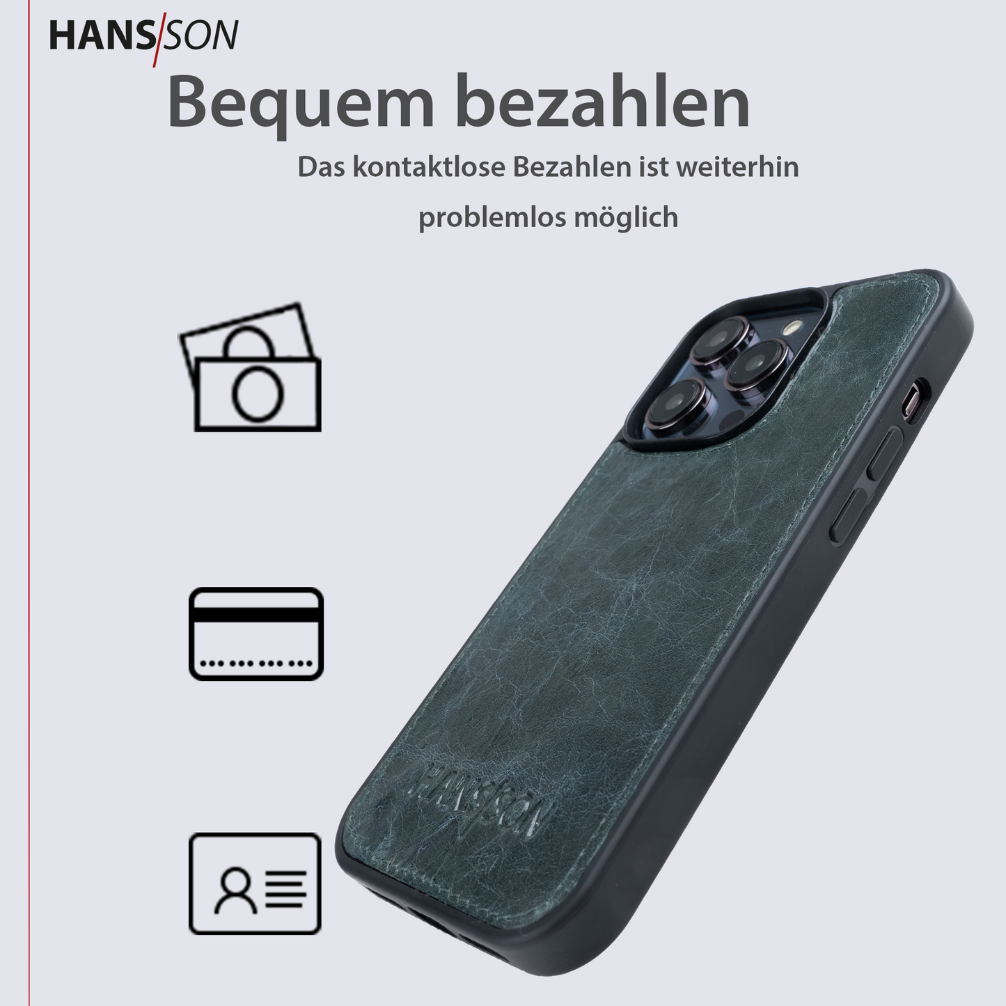 HANS/SON iPhone 14 Pro Max Handyhülle | Dünne Echtlederhülle mit MagSafe Funktion