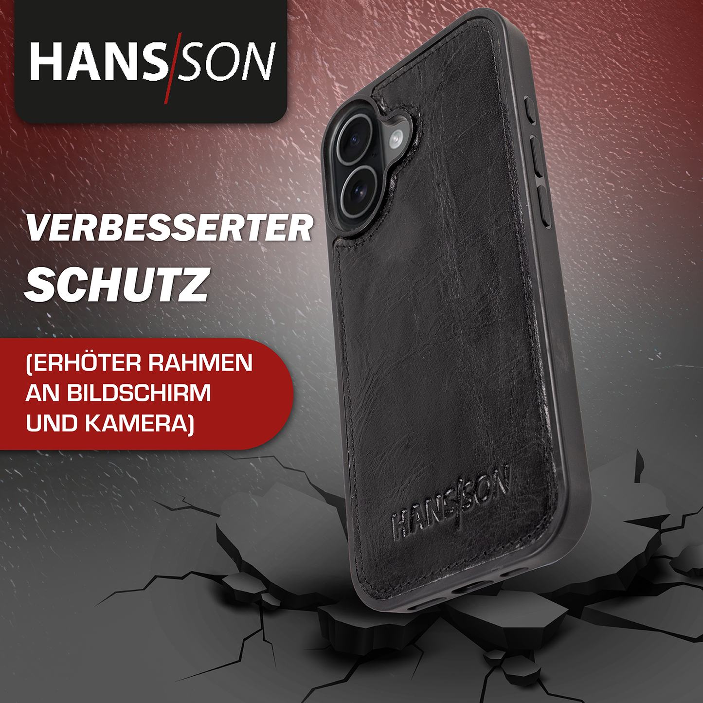 iPhone 17 Handyhülle mit gratis Displayschutz-Folie und Klappfunktion | Dünne Echtlederhülle mit MagSafe Funktion und herausnehmbarer Einzel-Hülle | HANS/SON