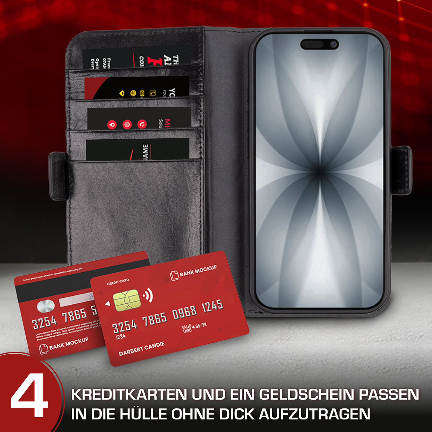 iPhone 17 Handyhülle mit gratis Displayschutz-Folie und Klappfunktion | Dünne Echtlederhülle mit MagSafe Funktion und herausnehmbarer Einzel-Hülle | HANS/SON