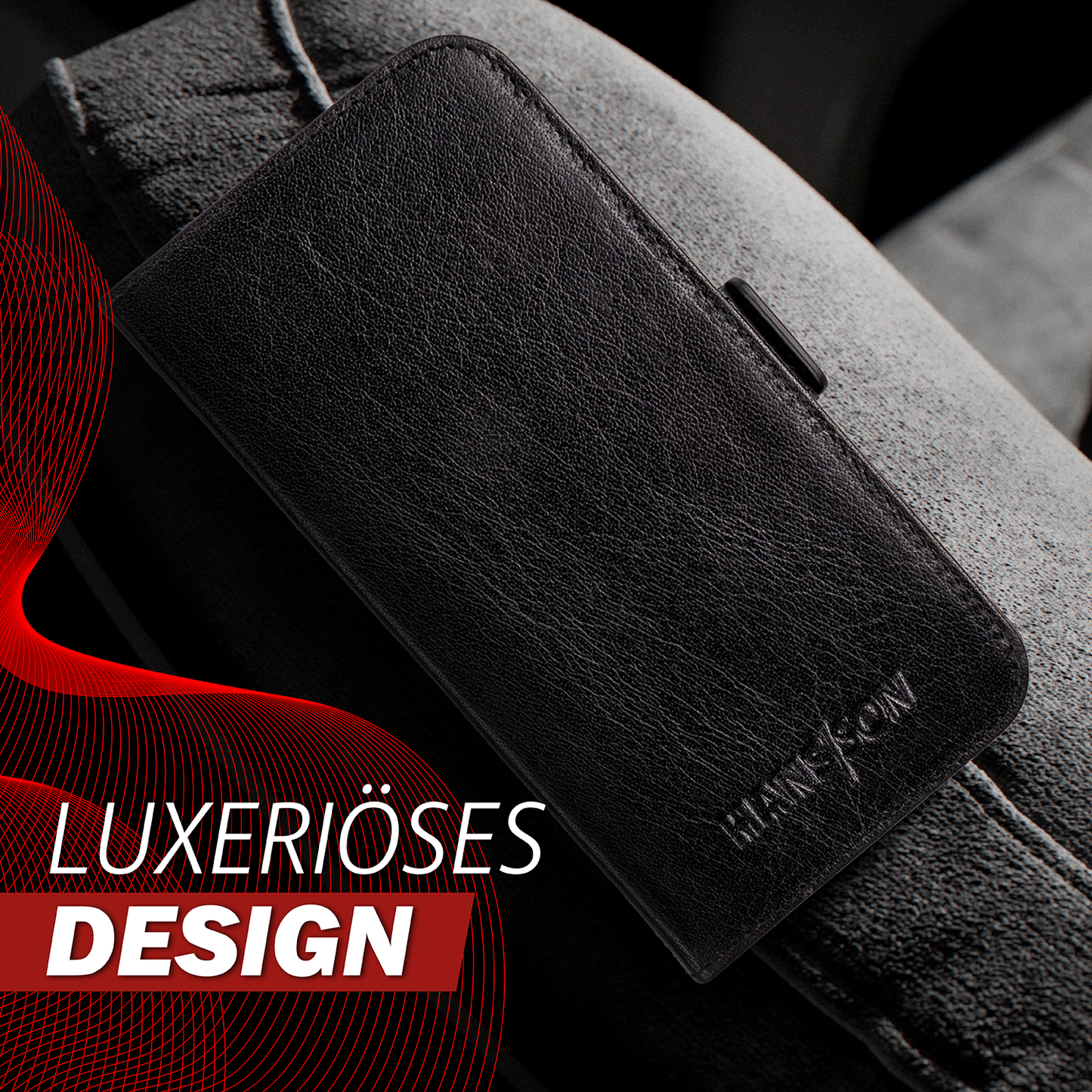 iPhone 17 Handyhülle mit gratis Displayschutz-Folie und Klappfunktion | Dünne Echtlederhülle mit MagSafe Funktion und herausnehmbarer Einzel-Hülle | HANS/SON