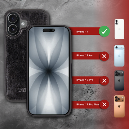 iPhone 17 Handyhülle mit gratis Displayschutz-Folie und Klappfunktion | Dünne Echtlederhülle mit MagSafe Funktion und herausnehmbarer Einzel-Hülle | HANS/SON
