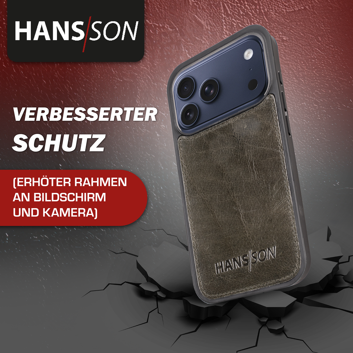 iPhone 17 Pro Handyhülle mit Gratis Displayschutz-Folie und Klappfunktion | Dünne Echtlederhülle mit MagSafe Funktion und herausnehmbarer Einzel-Hülle | HANS/SON