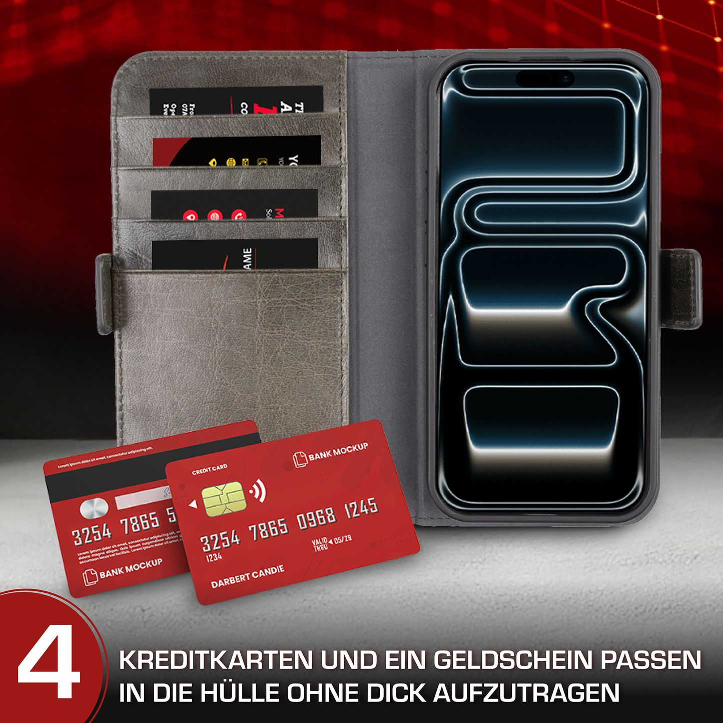 iPhone 17 Pro Handyhülle mit Gratis Displayschutz-Folie und Klappfunktion | Dünne Echtlederhülle mit MagSafe Funktion und herausnehmbarer Einzel-Hülle | HANS/SON