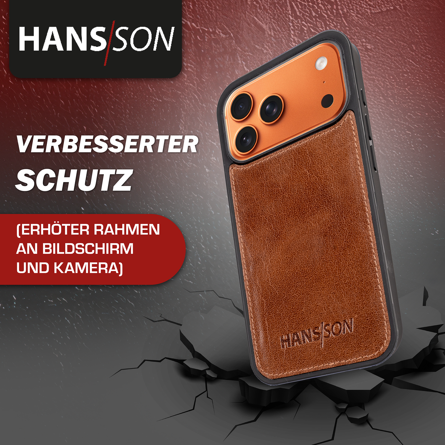 iPhone 17 Pro Max Handyhülle mit gratis Displayschutz-Folie und Klappfunktion | Dünne Echtlederhülle mit MagSafe Funktion und Einzel-Hülle | HANS/SON