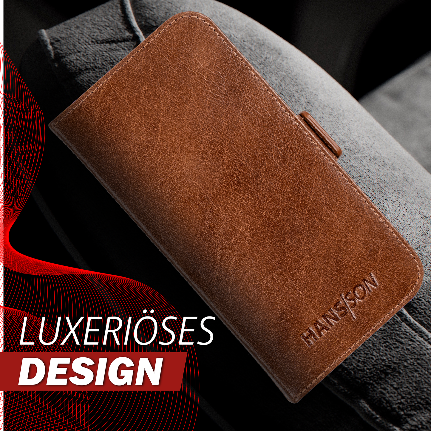 iPhone 17 Pro Max Handyhülle mit gratis Displayschutz-Folie und Klappfunktion | Dünne Echtlederhülle mit MagSafe Funktion und Einzel-Hülle | HANS/SON